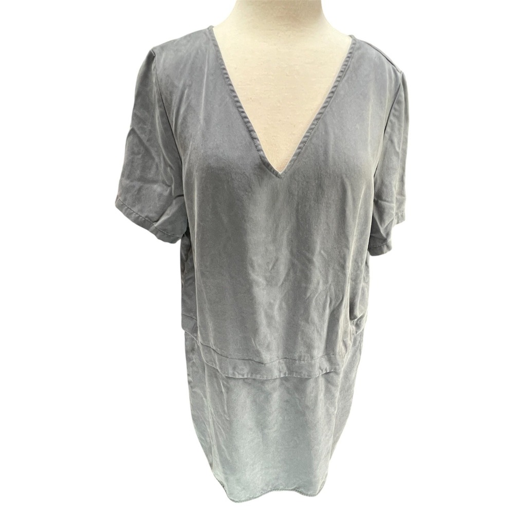 VETTA Capsule Charcoal Grey 100% Tencel Convertible Boxy Dress Top XL Gray